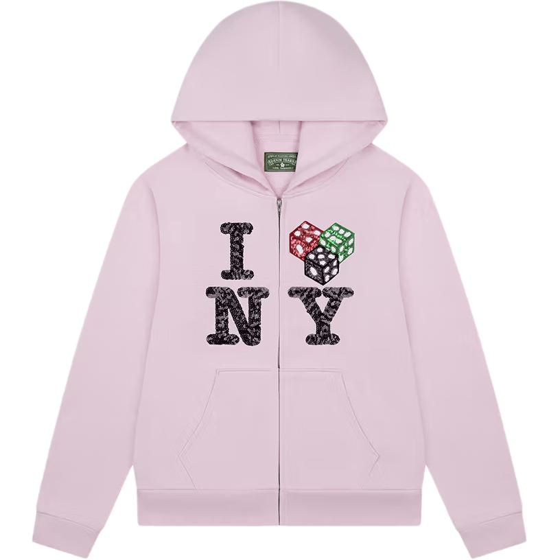 Denim Tears SS25 Sweet Corner Rhinestone Dice Letter Print Zip Hoodie Unisex SS25TZH0013