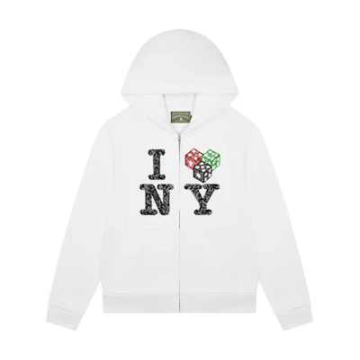 Denim Tears SS25 Sweet Corner Rhinestone Dice Print Zip Hoodie Unisex SS25TZH0012