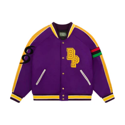 Denim Tears SS25 The Scorpion & The Frog Chenille Varsity Jacket Purple Unisex FW24OCB0032