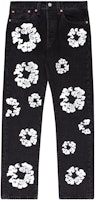 Denim Tears Wreath Print Mid-Rise Zip Jeans Unisex Black. DT501-003-30 Denim Tears Wreath Print Mid-Rise Zip Jeans Unisex Black. DT501-003-30