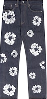 Denim Tears Wreath Print Mid-Rise Zipper Jeans Unisex Black Blue DT501-000-30 Denim Tears Wreath Print Mid-Rise Zipper Jeans Unisex Black Blue DT501-000-30