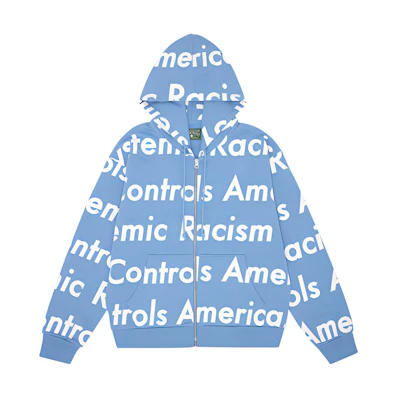 Denim Tears Arthur Jafa SS24 All-Over Letter Hoodie Light Blue Unisex. 014-008-123