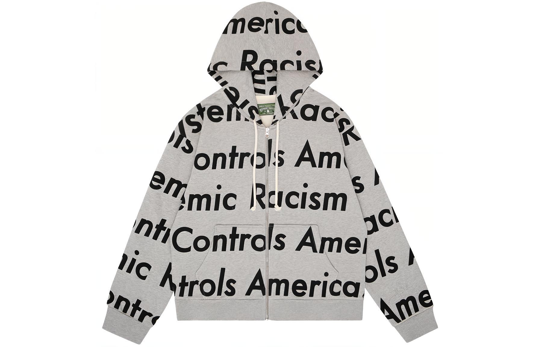 Denim Tears x Arthur Jafa SS24 All-Over Letter Hoodie Unisex Grey. 014-016-123