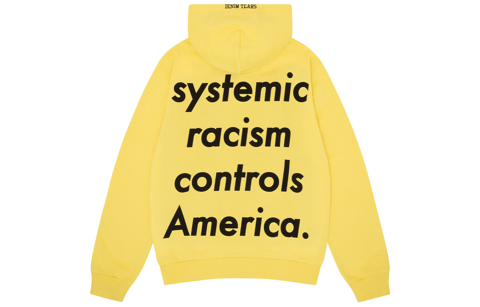 Lookbook Denim Tears x Arthur Jafa SS24 Hoodie Kuning Unisex dengan Cetak Huruf Kasual. 013-036-123