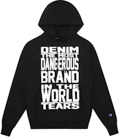 Denim Tears x Champion Black Slogan Print Hoodie SS24 Unisex Kangaroo Pocket FW24-THD-016 Denim Tears x Champion Black Slogan Print Hoodie SS24 Unisex Kangaroo Pocket FW24-THD-016