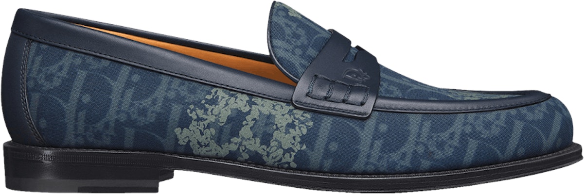 DIOR TEARS Dior Granville Loafer Blue Dior Oblique and Peace Sign Dior  Tears Denim and Navy Blue Smooth Calfskin