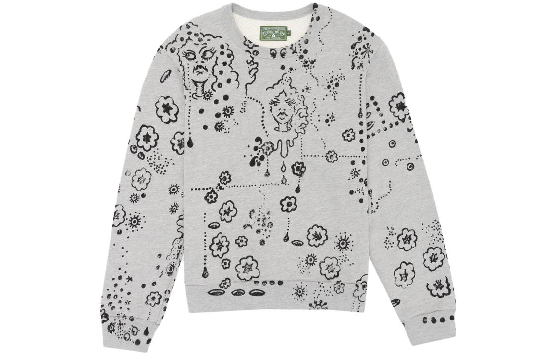 Denim Tears x IRAK Face Print Crewneck Sweatshirt Unisex Grey IRAK10-TEARS-CREW-GREY