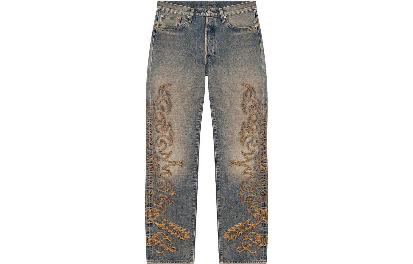 Order デニムティアーズ x リーバイス FW23 ユニセックス 刺繍加工デニム ブルー ジーンズ A1592-0010-28