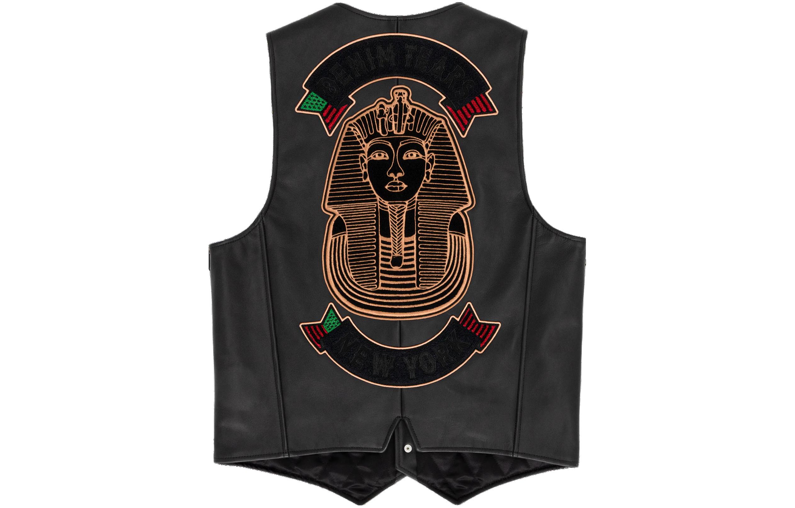 Denim Tears x Levi's Leather Pharaoh Embroidered Vest Unisex. A5615-0000