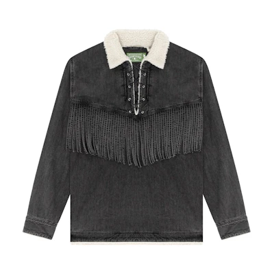 Denim Tears Levi's Washed Fringe Fleece Collar Pullover Denim Jacket Unisex. A5617-0000