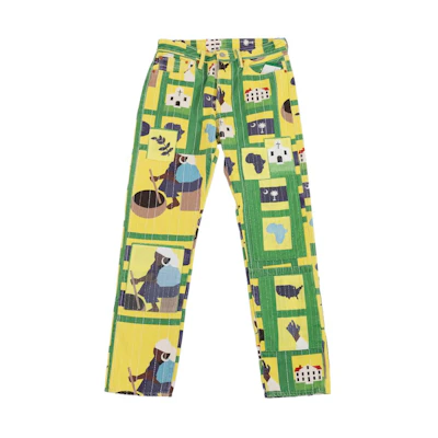 Denim Tears Levis FW22 Western Patchwork Vintage Geometric Striped Jeans Green A15920005
