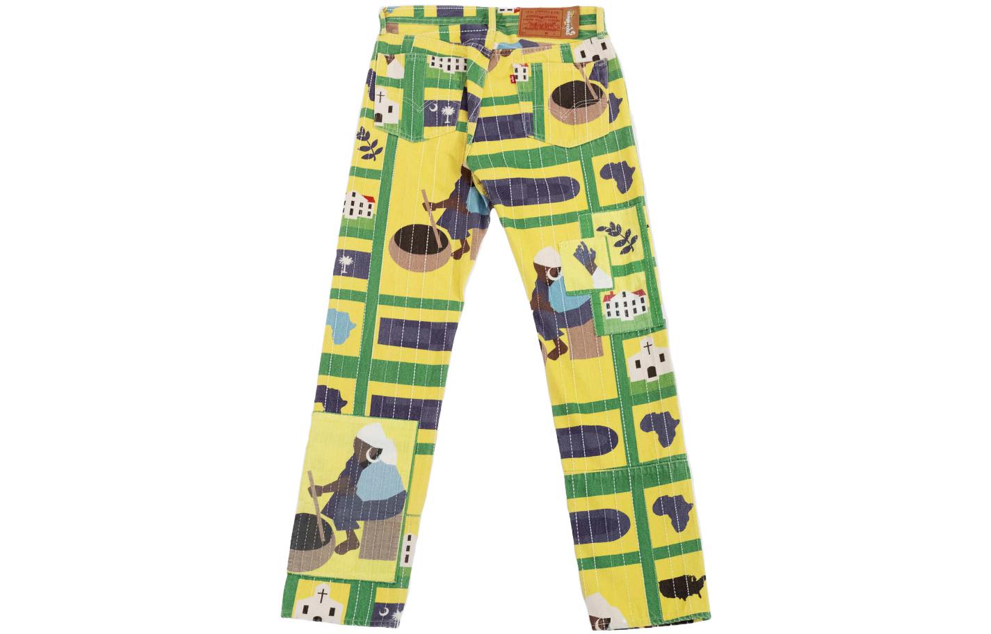 Lookbook Denim Tears x Levis FW22 Jeans Hijau Patchwork Vintage Geometric Striped A15920005