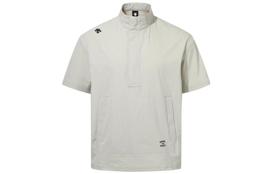 DESCENTE Athletic Letter Print Short-Sleeve Jacket Beige Unisex SO223TAN42-KHK0