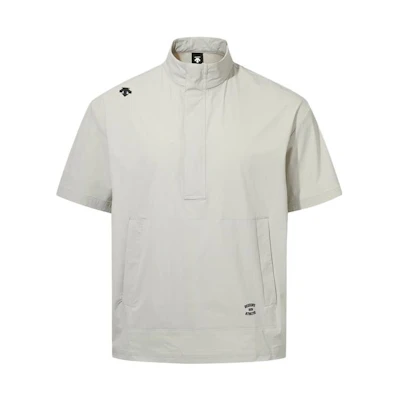 DESCENTE Athletic Letter Print Short-Sleeve Jacket Beige Unisex SO223TAN42-KHK0