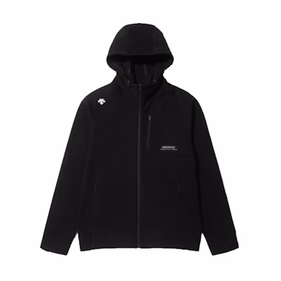 DESCENTE Black Hoodie - Letter Print Long Sleeve Zippered Jacket SN423UFTO4