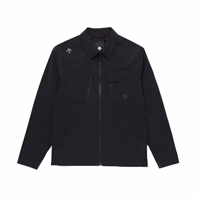 DESCENTE Black Logo Print Zip-Up Polo Collar Jacket for Men SP121DJK25-BLK0