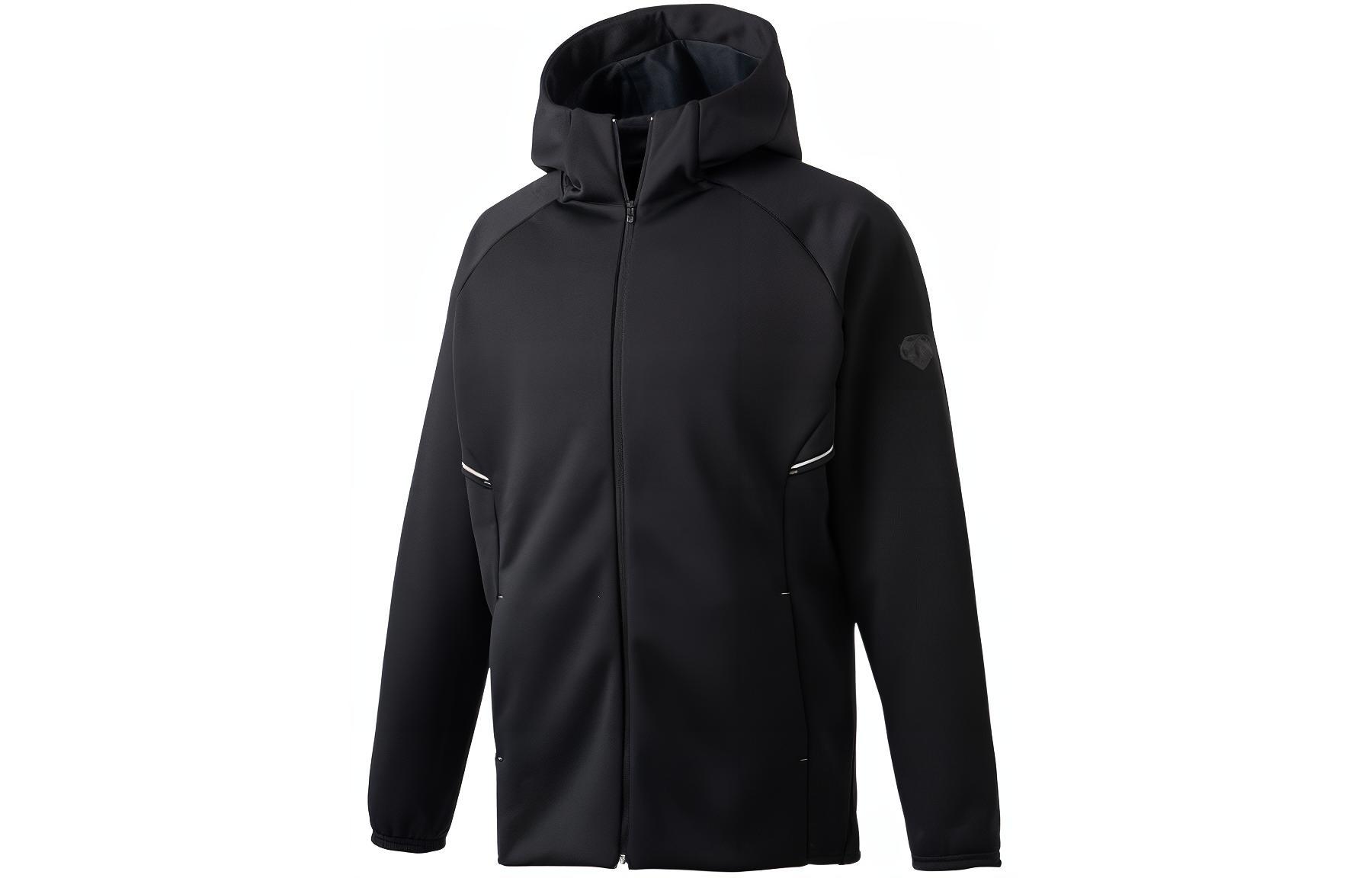 DESCENTE Black Plain Zip Hoodie Jacket DBX-2765-BLK