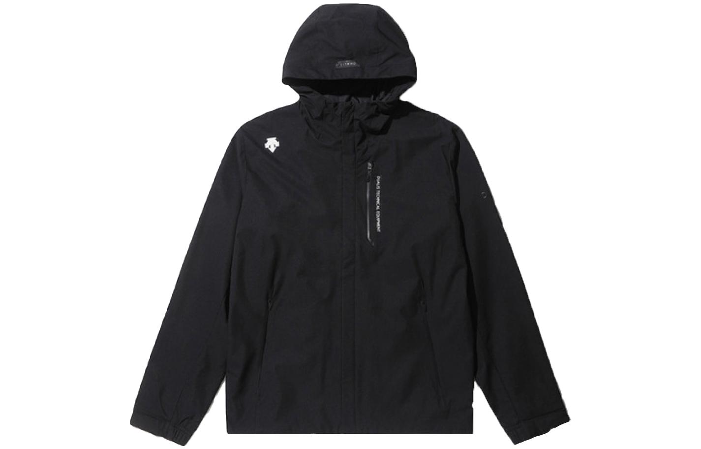 DESCENTE Black Printed Hooded Woven Casual Jacket SN323DJK97