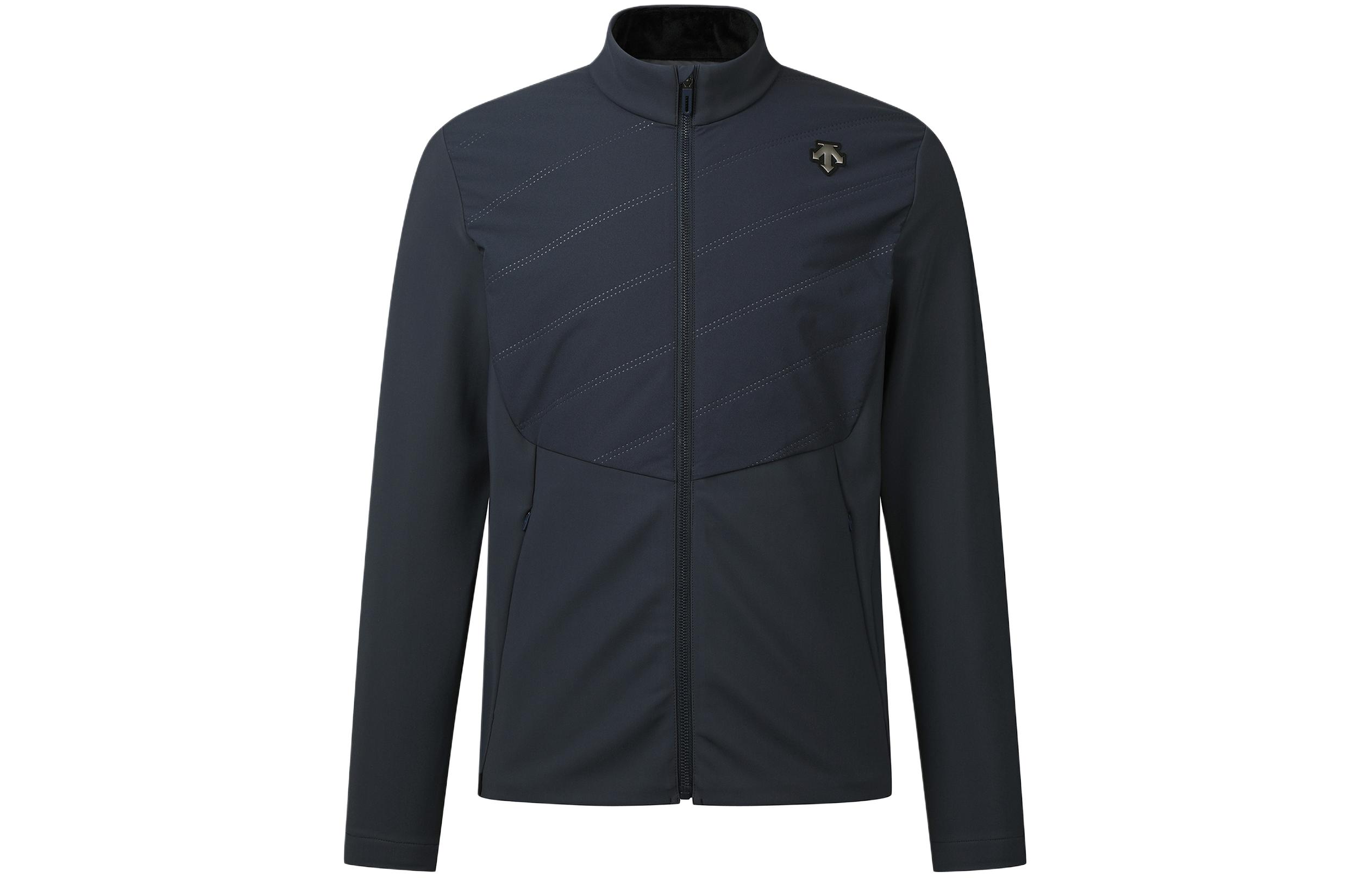 DESCENTE Black Solid Color Zip-Up Jacket with Logo DP12MFBL11STNG