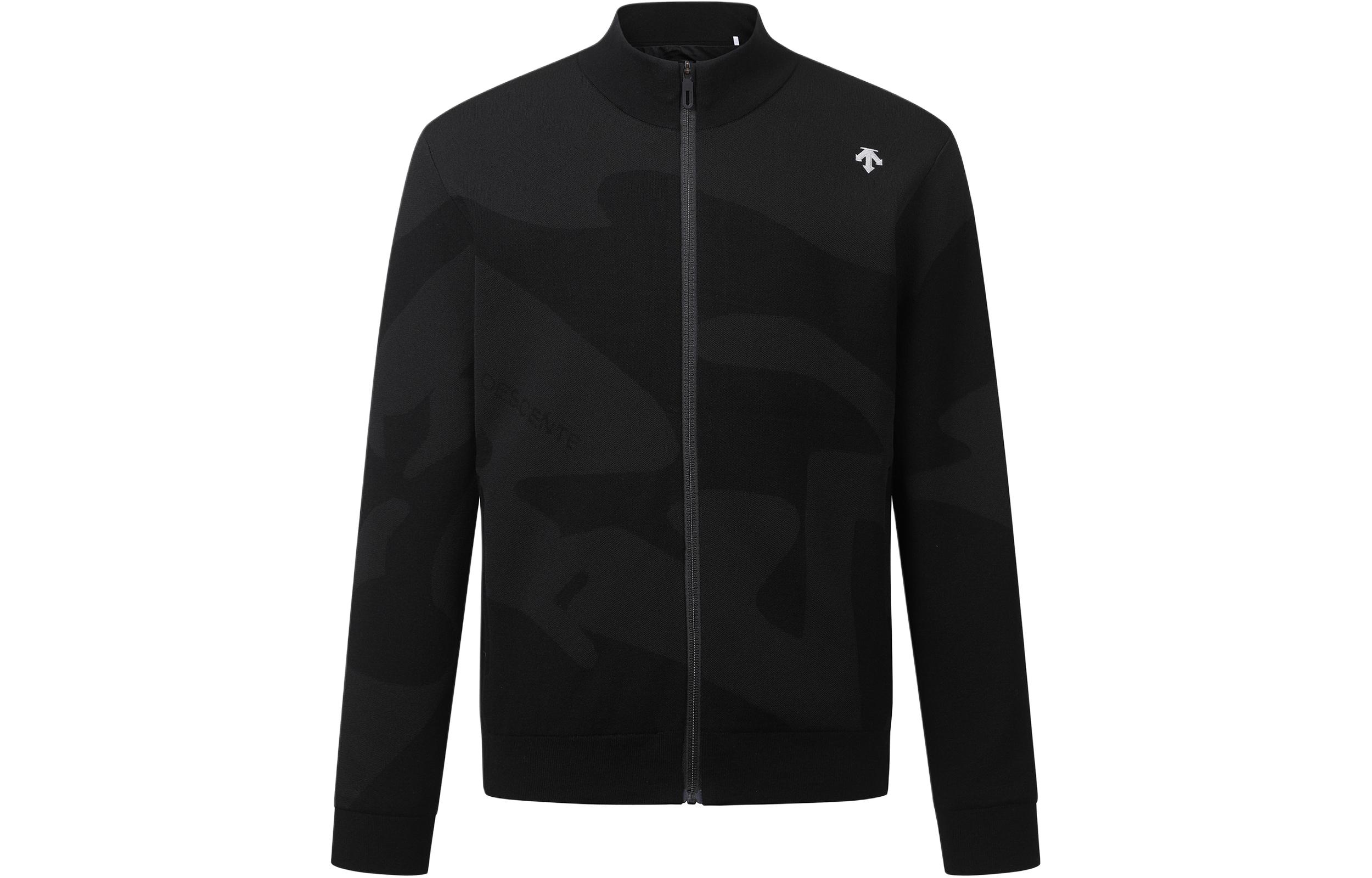 DESCENTE Black Windproof Logo Print Zip-Up Jacket with Pockets Long Sleeve DP11MFKO11-BLKG