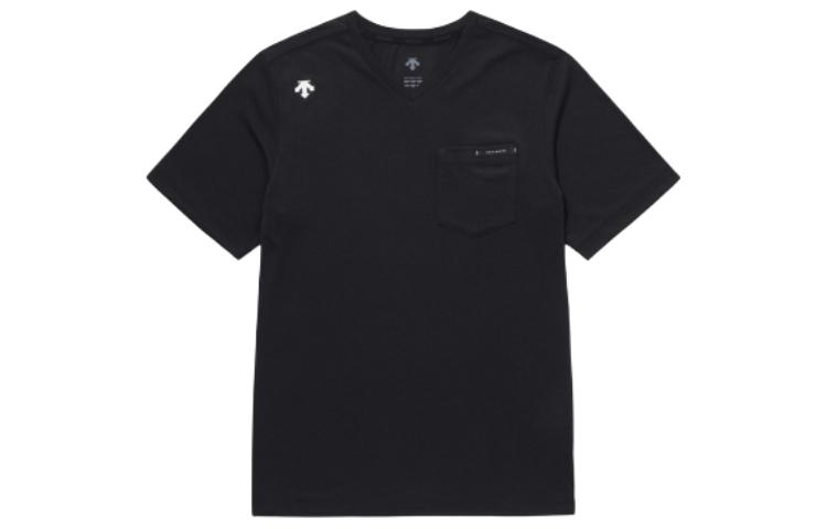 DESCENTE Bleu Unisex Quick-Dry Pocket Tee Short Sleeve - Solid Color Casual SP223UTS41