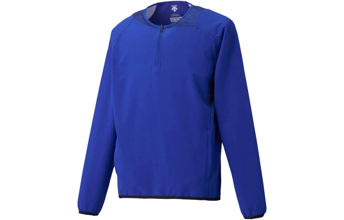 DESCENTE Blue Crewneck Pullover Sweatshirt - Breathable Long Sleeve DBX3606LCROY