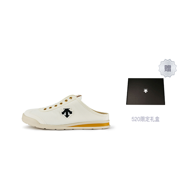 DESCENTE Chron Canvas Low-Top Breathable Casual Sneakers White/Yellow D4223LSN49-WY