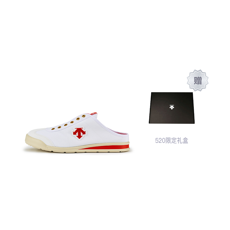 DESCENTE Chron Low-Top Casual Shoes Red/White Lightweight Breathable Canvas. D4223LSN49-WR