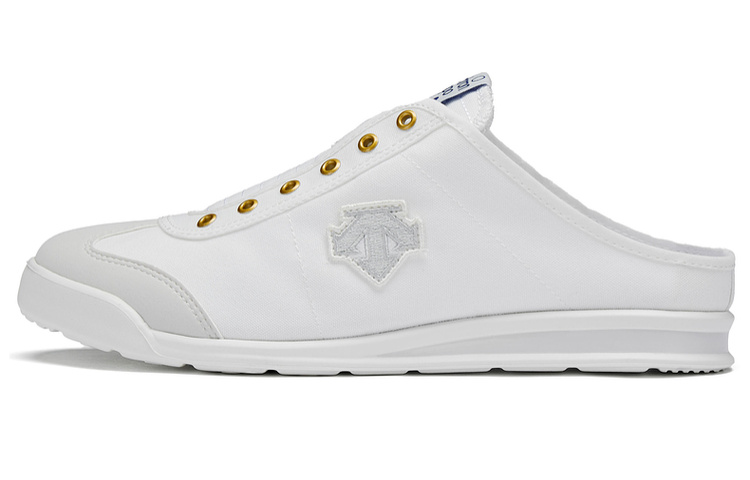 DESCENTE Chron Tempo Mule Low-Top Slip-On Sneakers White Canvas Casual D3223LSN24-WT