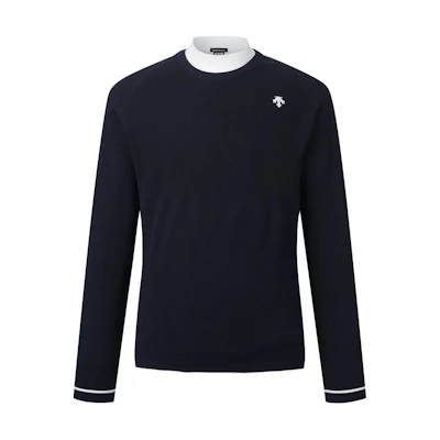 DESCENTE Colorblock Stripe Logo Crewneck Windproof Sweatshirt Navy Blue DP12MFKP12-NAVG