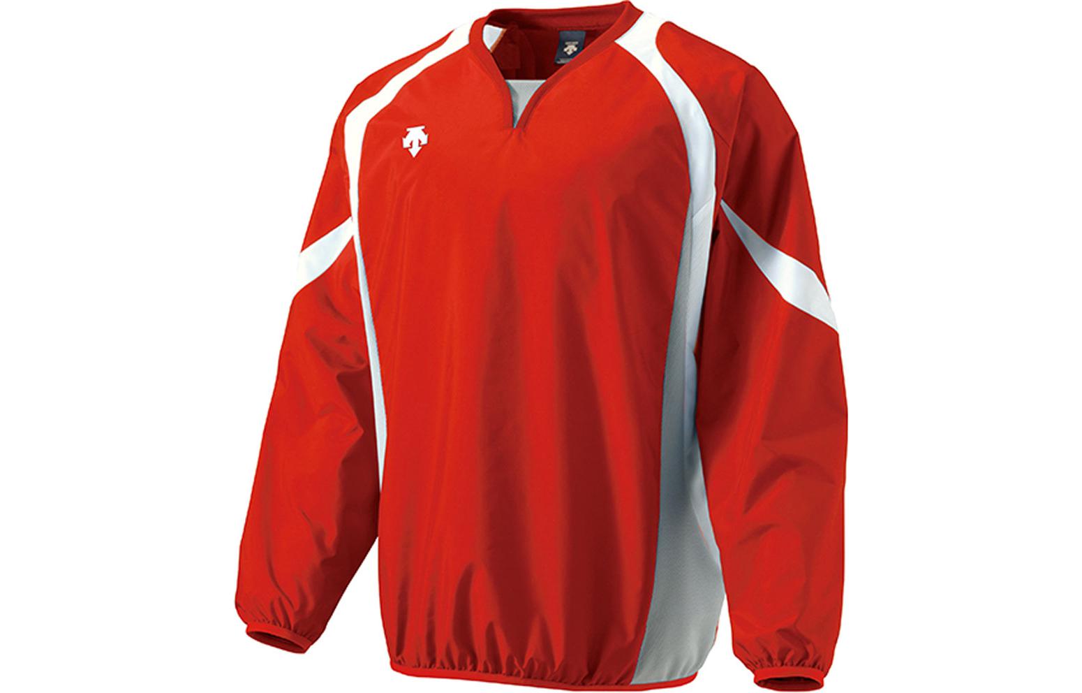 DESCENTE Colorblock V-Neck Pullover Sweatshirt Red PJ320BRDWH