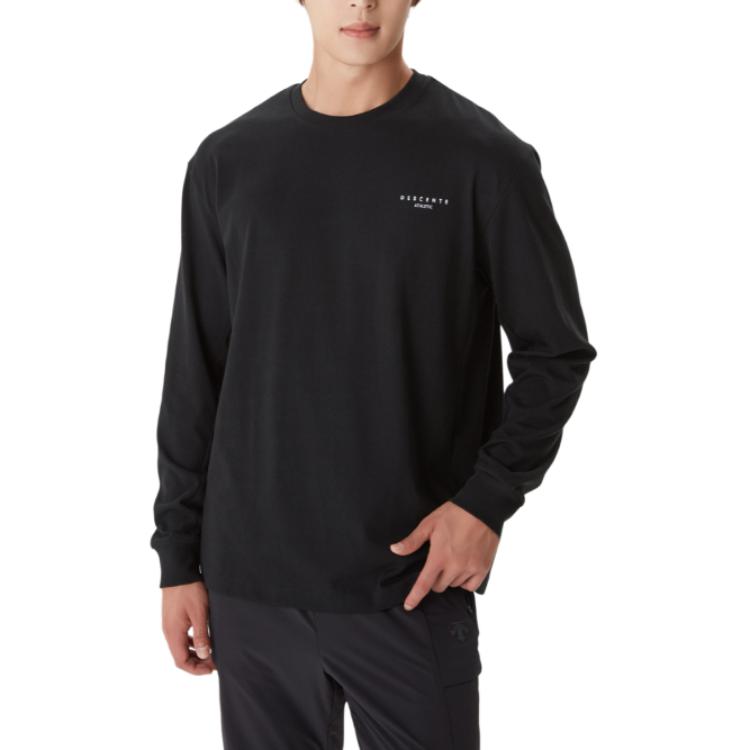 Shop DESCENTE Essential Sweat-Wicking Unisex Crewneck Logo Sweatshirt SP323UTL71