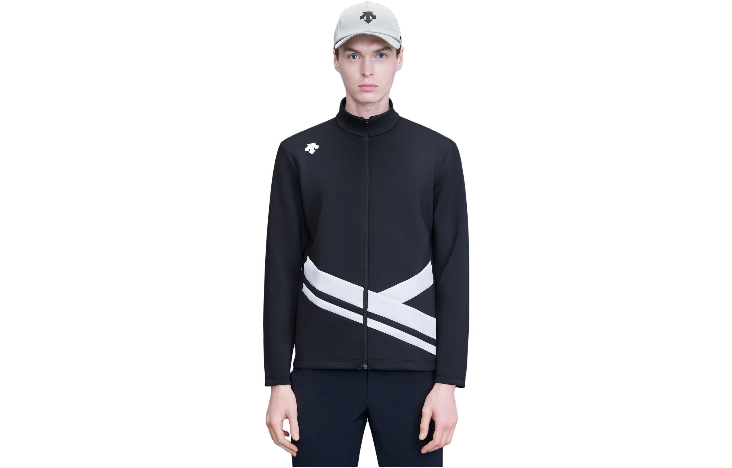 DESCENTE Golf Black Woven Stand-Collar Jacket G133MCJK03
