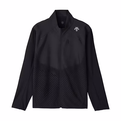 DESCENTE GOLF PRO Black Striped Waterproof Breathable Running Jacket DJMWGF37