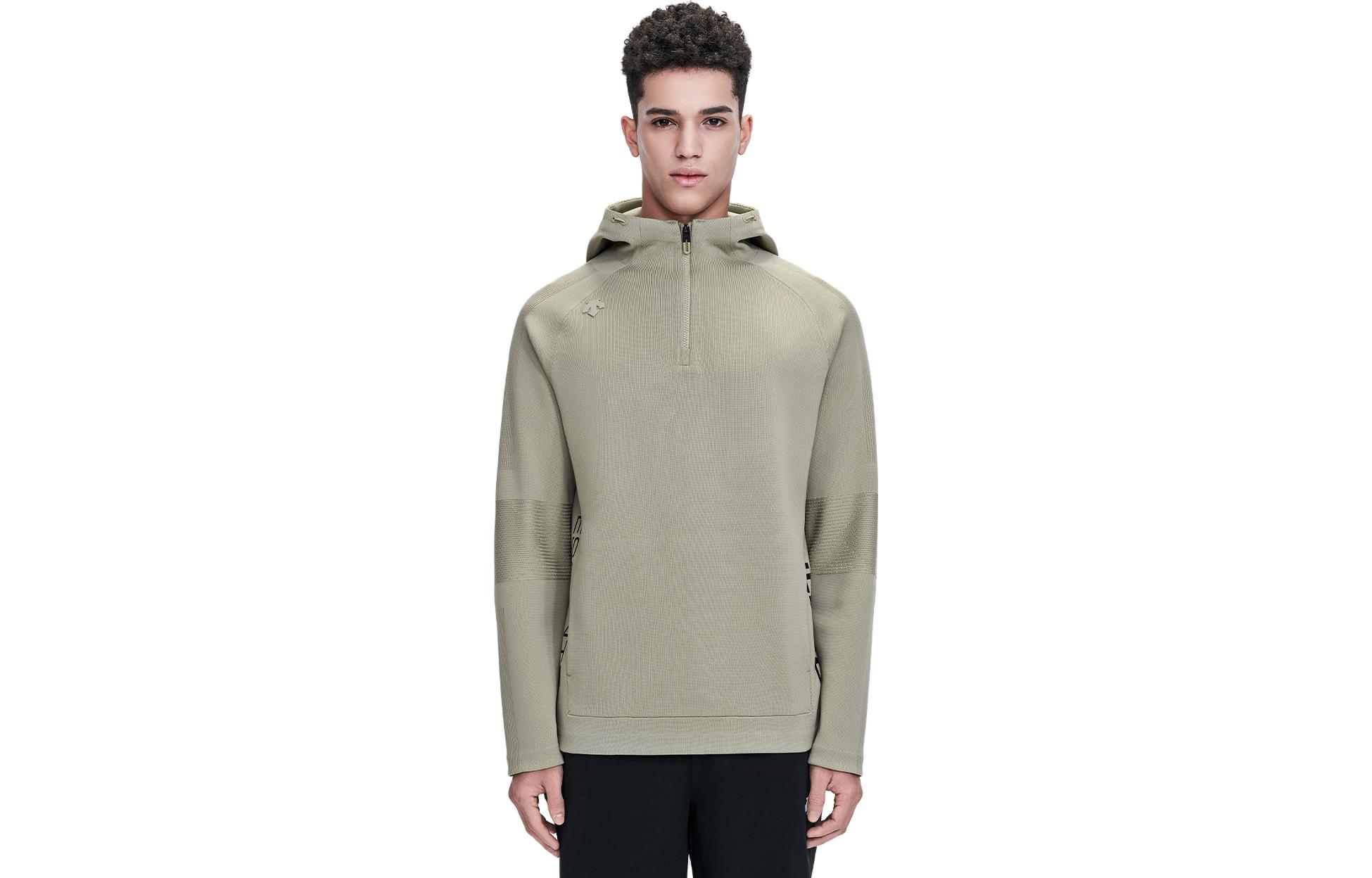 DESCENTE Half-Zip Knit Hoodie with Letter Print D2131THD51