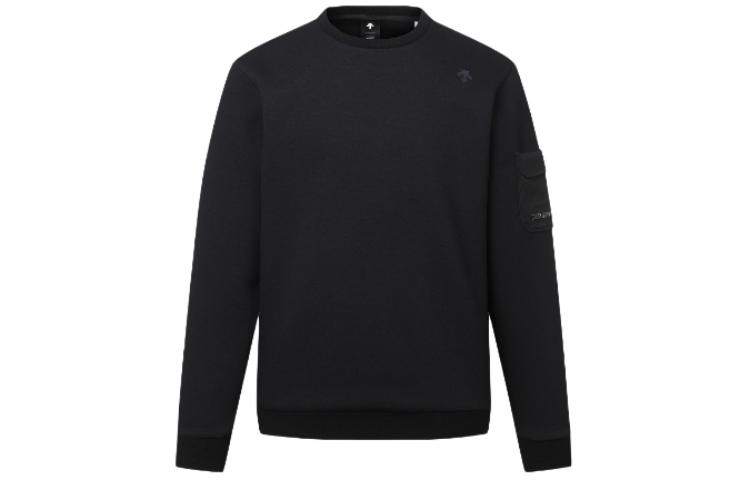 DESCENTE Logo Crewneck Long Sleeve Sweatshirt Black DP12MFNL12-BLKG