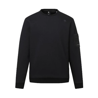 DESCENTE Logo Crewneck Long Sleeve Sweatshirt Black DP12MFNL12-BLKG