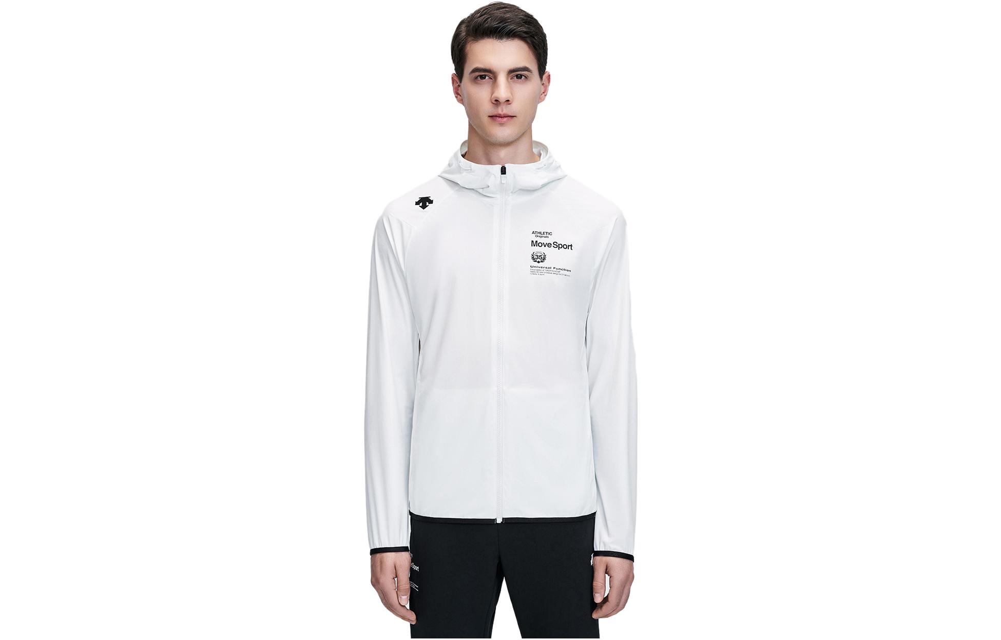 DESCENTE Moisture-Wicking Hoodie Jacket with Logo Print D2291TKT92