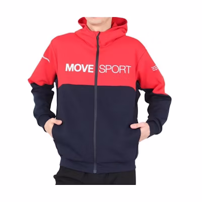 DESCENTE Multicolor Hooded Zip Jacket Red Outerwear DMMXJF20RDNV