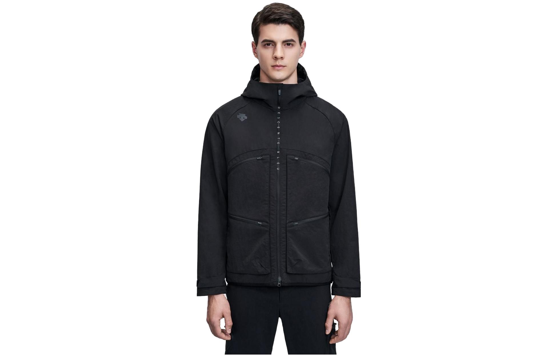 DESCENTE Outdoor Casual Solid Color Logo Stand Collar Zip Jacket D2231BJK90