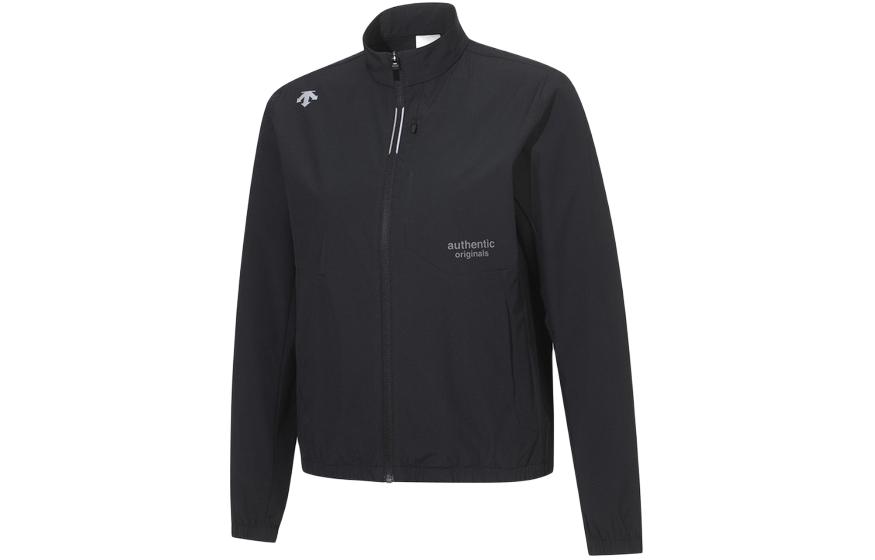 Shop DESCENTE Plain Logo Stand Collar Zip-Up Jacket Unisex SP223RWT41