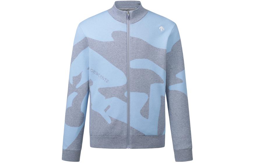 DESCENTE Retro Colorblock Track Jacket with Logo Print - Blue DP11MFKO11MBLG