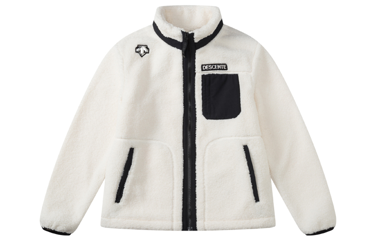 DESCENTE Ski Style Fleece Knit Jacket with Contrast Pocket. D1491SKT91