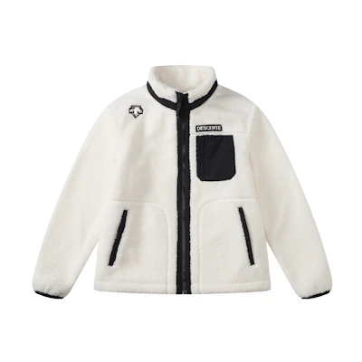 DESCENTE Ski Style Fleece Knit Jacket with Contrast Pocket. D1491SKT91