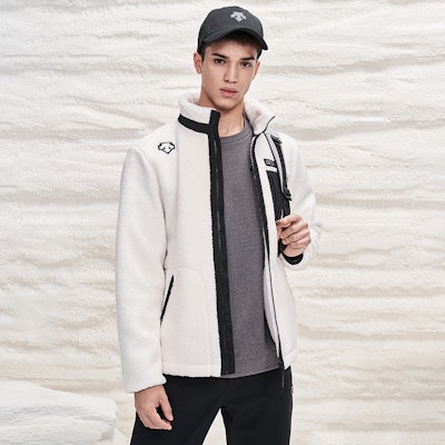 DESCENTE Ski Style Fleece Knit Jacket with Contrast Pocket. D1491SKT91 5