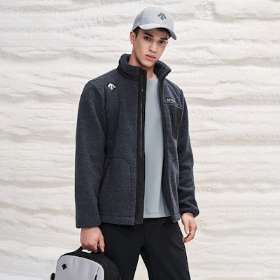 DESCENTE Ski Style Fleece Knit Jacket with Contrast Pocket. D1491SKT91 1