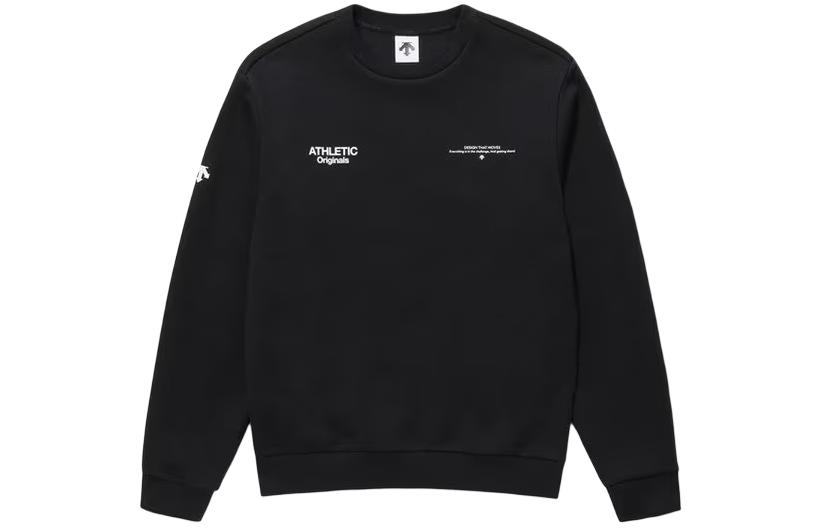 DESCENTE Ski Style Oversized Letter Print Crewneck Sweatshirt Unisex Black SP123UHT12-BLK0
