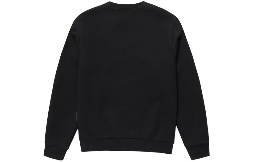 Lookbook DESCENTE滑雪風格字母印花黑色寬鬆版型男女圓領衛衣 SP123UHT12-BLK0