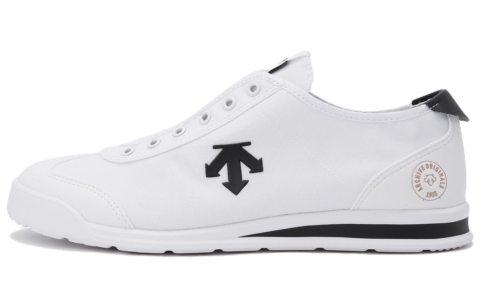 DESCENTE Slip-On Low-Top Sneakers White/Black Durable & Comfortable SP123LSN14-BKWH