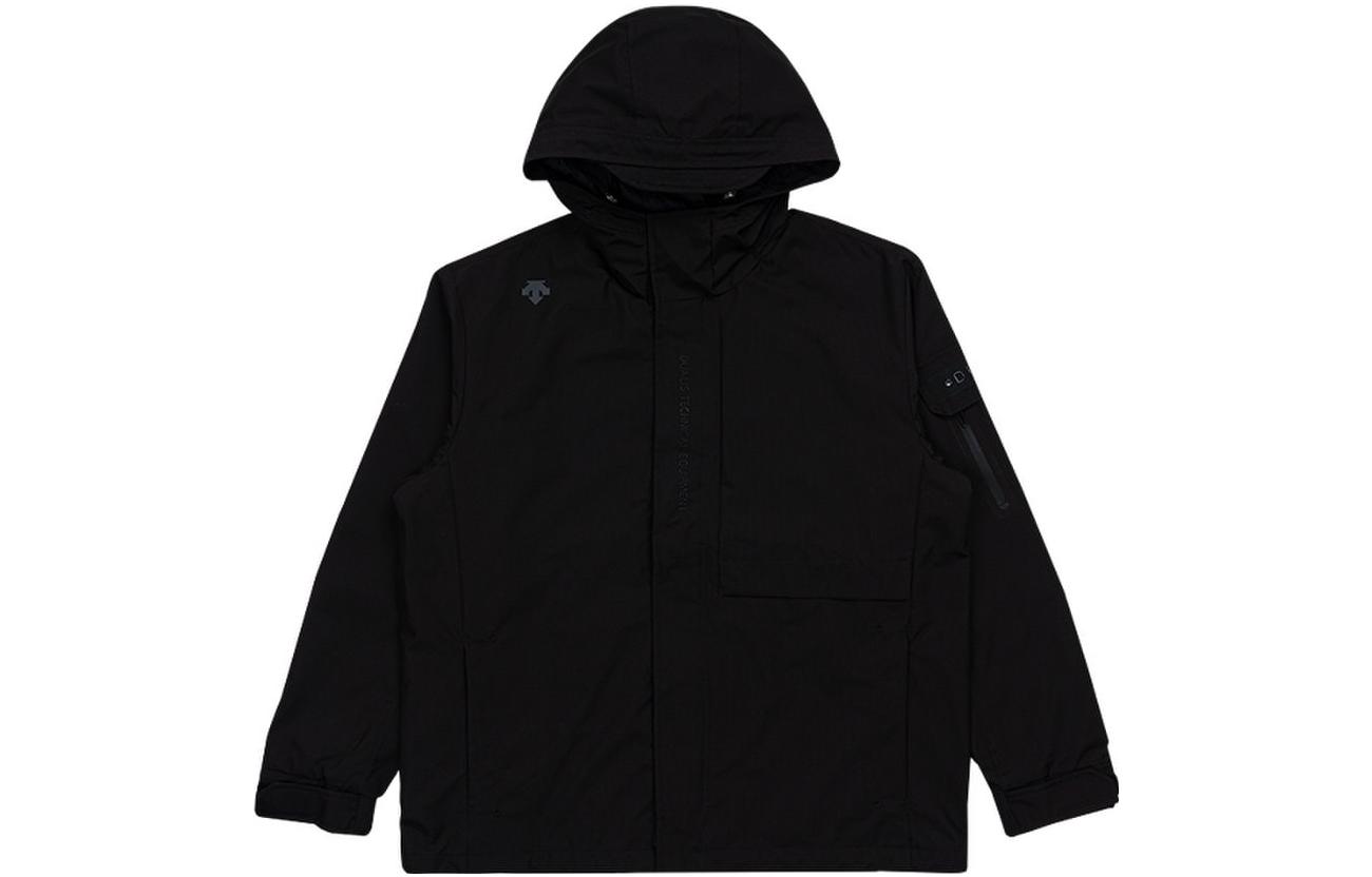 DESCENTE Solid Color Black Hooded Jacket SN323DJK95